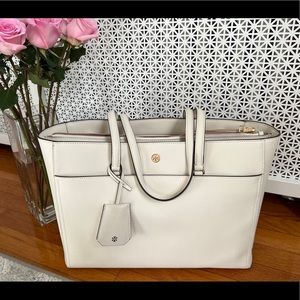 Tory Burch White Robinson Tote